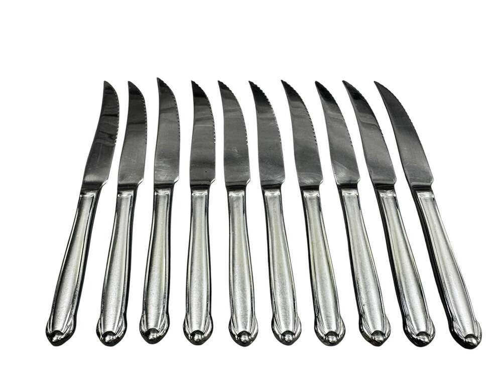 10) Mikasa Gerald Patrick Classico Satin Steak Knives 18/8 Stainless Korea